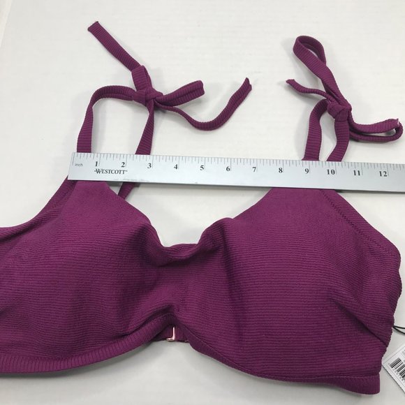Shade And Shore Women's Sz. 36DD Tie Strap Textured Bralette Bikini Swim Top New - Picture 7 of 13